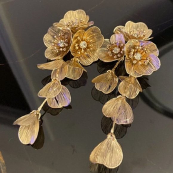 . Jewelry - Cascading Flower earrings  metal Appliques FLOWER earrings
